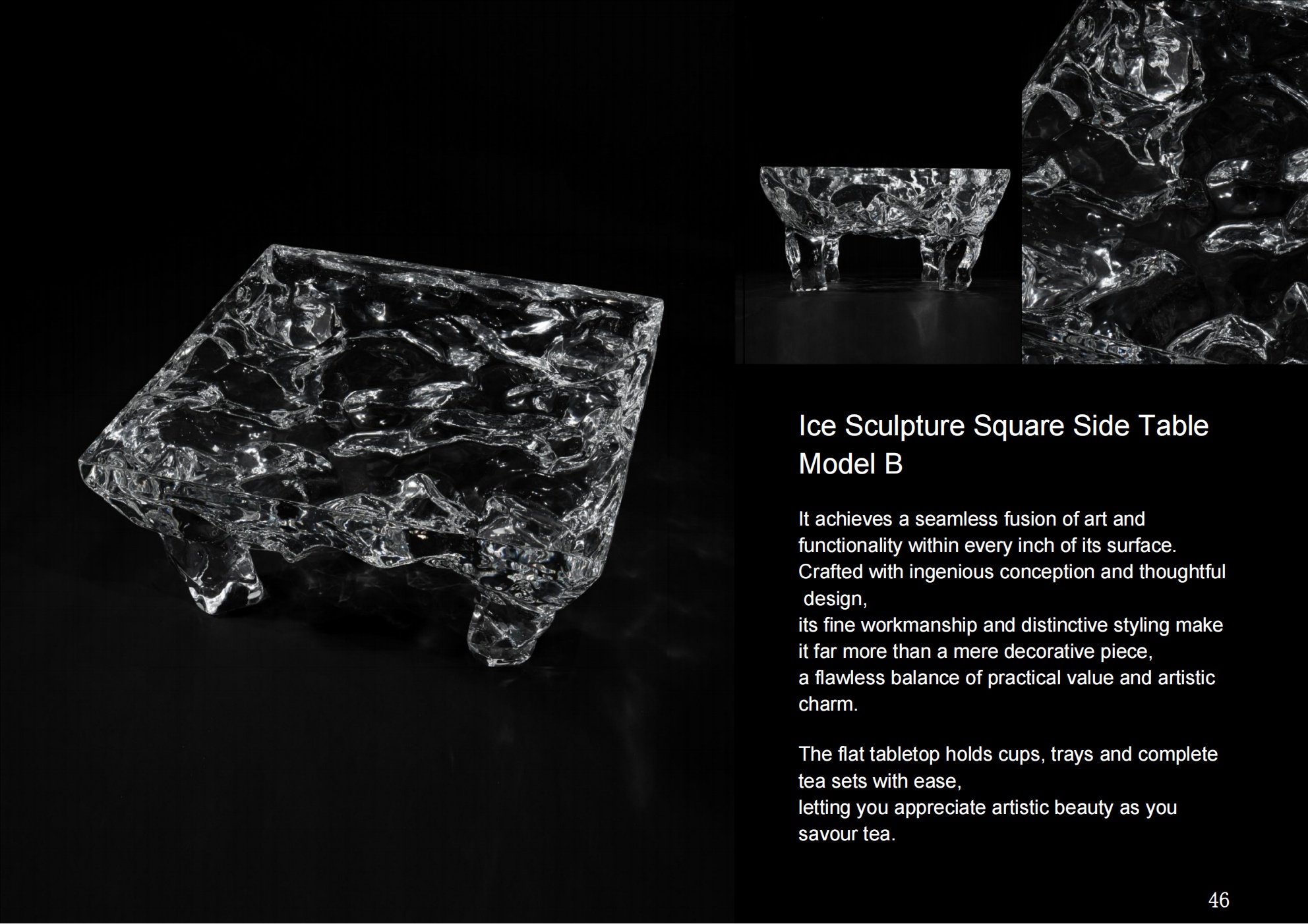 Ice Carving Square Side Table B